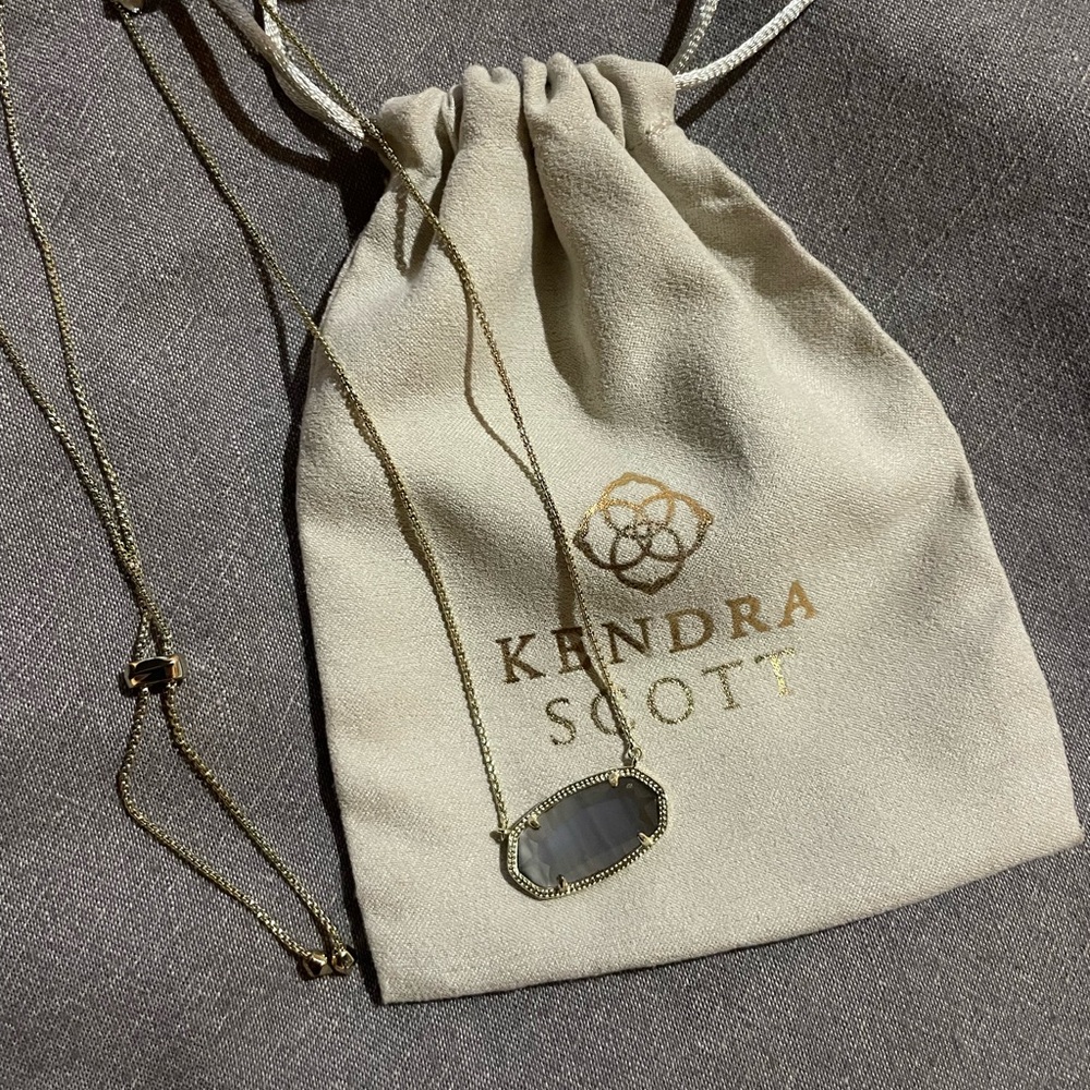 Kendra Scott Gold Necklace with gray stone